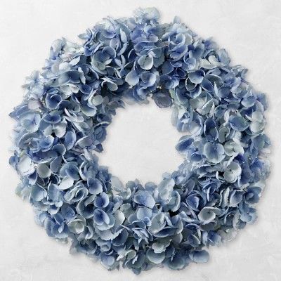 Faux Blue Hydrangea Wreath, 20"