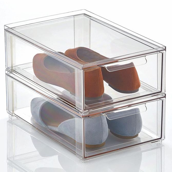 mDesign Plastic Stackable Closet Storage Box with Pull-Out Drawer