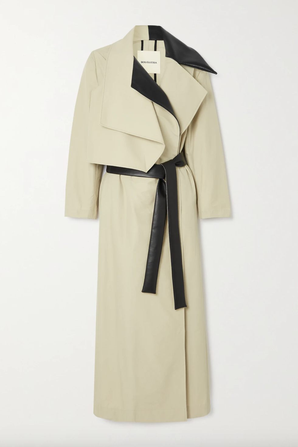 Shada Faux Leather-Trimmed Trench Coat