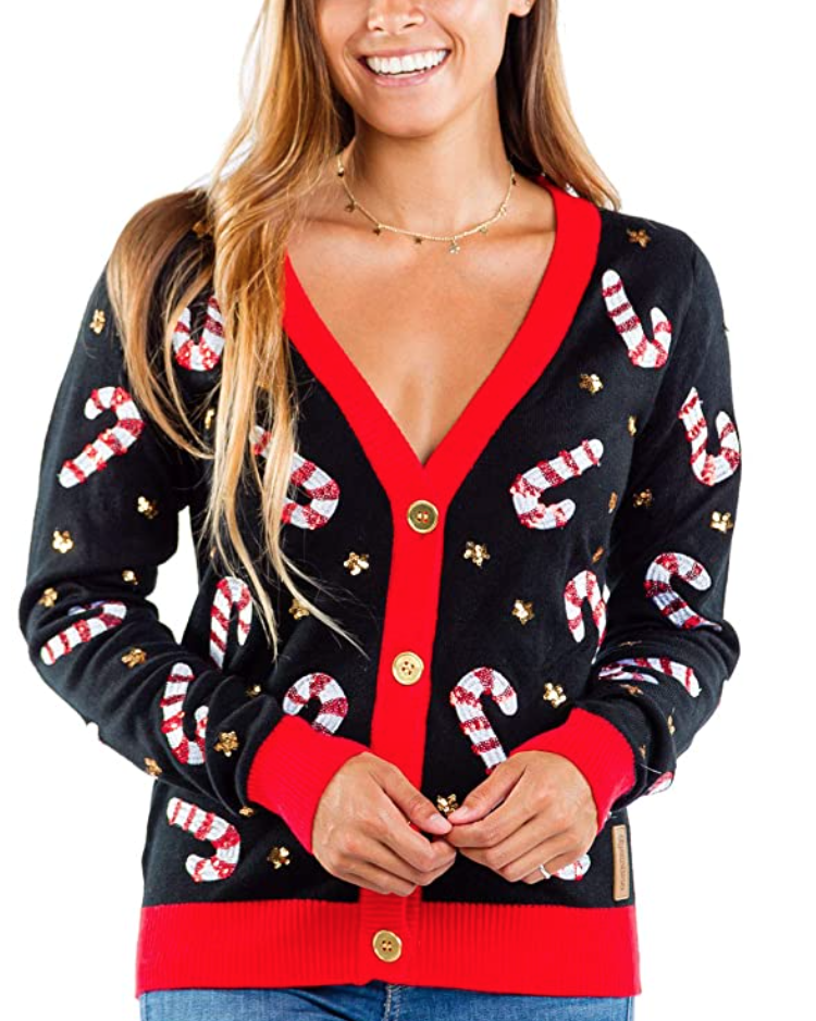 Sequin Candy Cane Cardigan