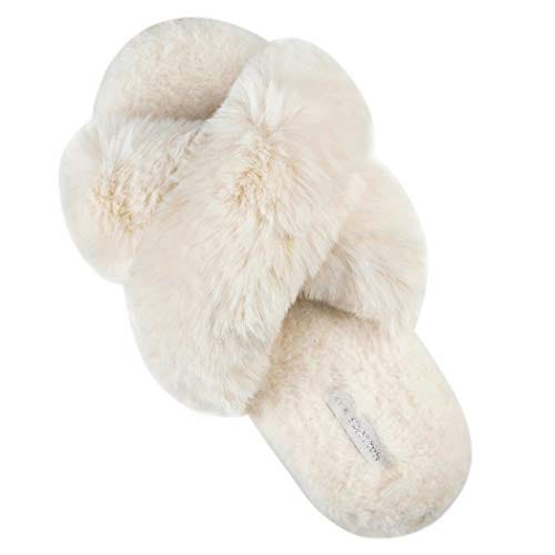 Cross Band Fleece Slippers