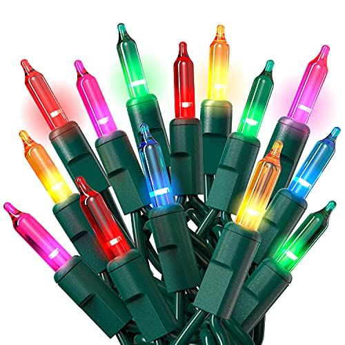 Prextex 100-Count Multi Color Green Wire Christmas Lights 