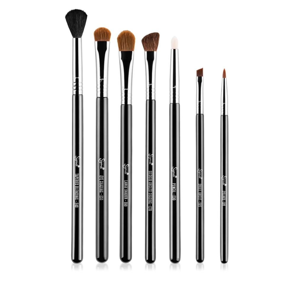 Lamora Make Up Eye Brush Set - Eyeshadow Eyeliner Blending Crease Kit - Best Choice 7 Piece Essentials - Pencil, Shader, Tapered, Definer - Vegan