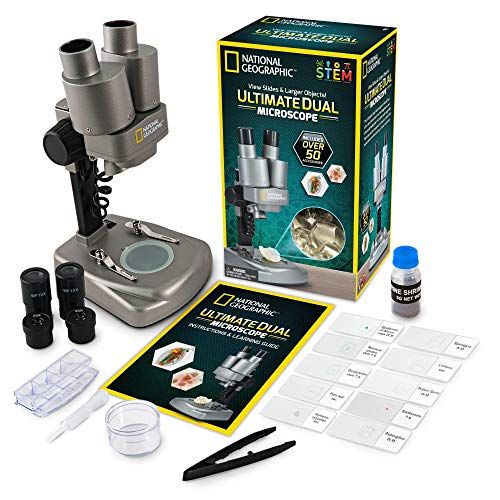 Perfect for Viewing 3-D Images Moutec Portable Led Stereo Microscope for Kids Students to Magnify The Microworld 