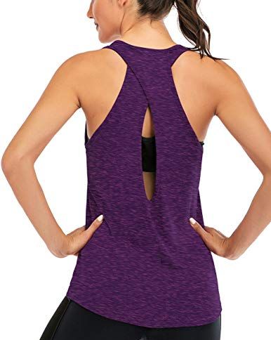  Mippo Workout Shirts Gym Tops Open Back Backless