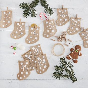 Fill-Your-Own Fabric Advent Calendar For Christmas Up Hanging Pockets 24 