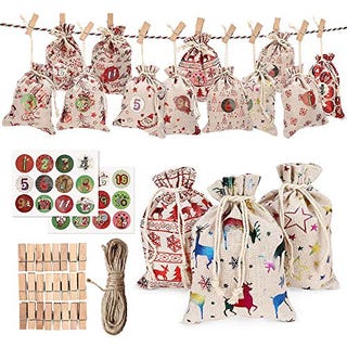 24 Christmas Advent Calendar Bags