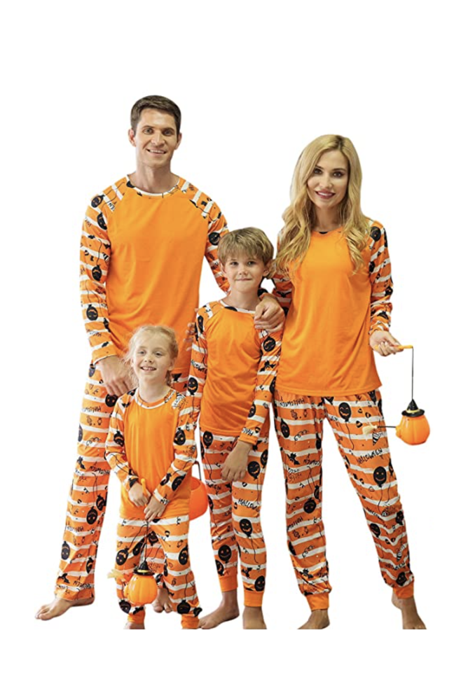 Family Matching Pajamas Set of 3 Halloween Funny Pumpkin Skeleton