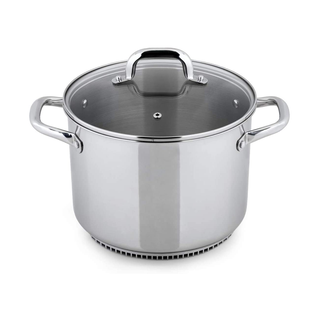 Turbo Pot RS3004 FreshAir Stainless Steel 8.1 Qt. Stock Pot—energy-efficient cookware for gas stove