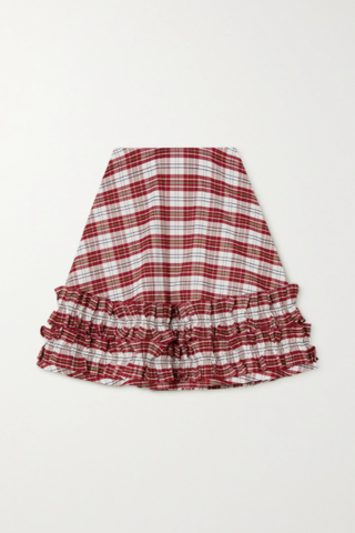 Ruffle Checked Mini Skirt