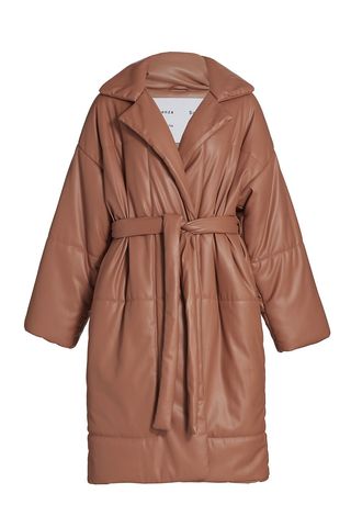 Faux Leather Puffer Trench Coat