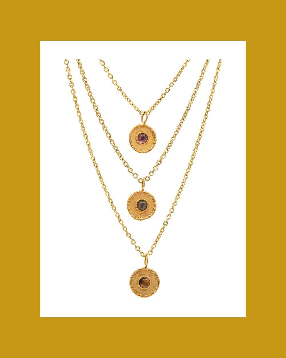 XXL Medaille 22K Gold-Plated Multi-Stone Necklace