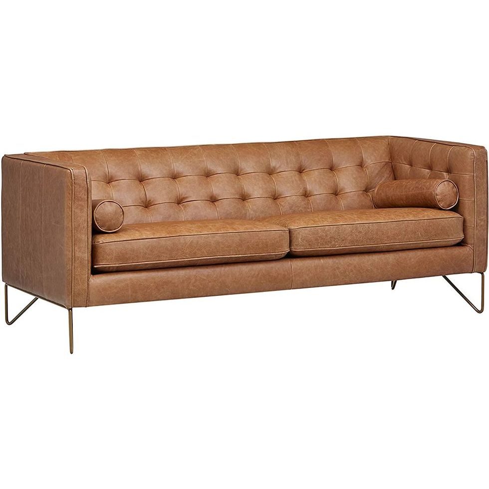 Rivet Brooke Contemporary Mid-Century Modern Tufted Leather Sofa