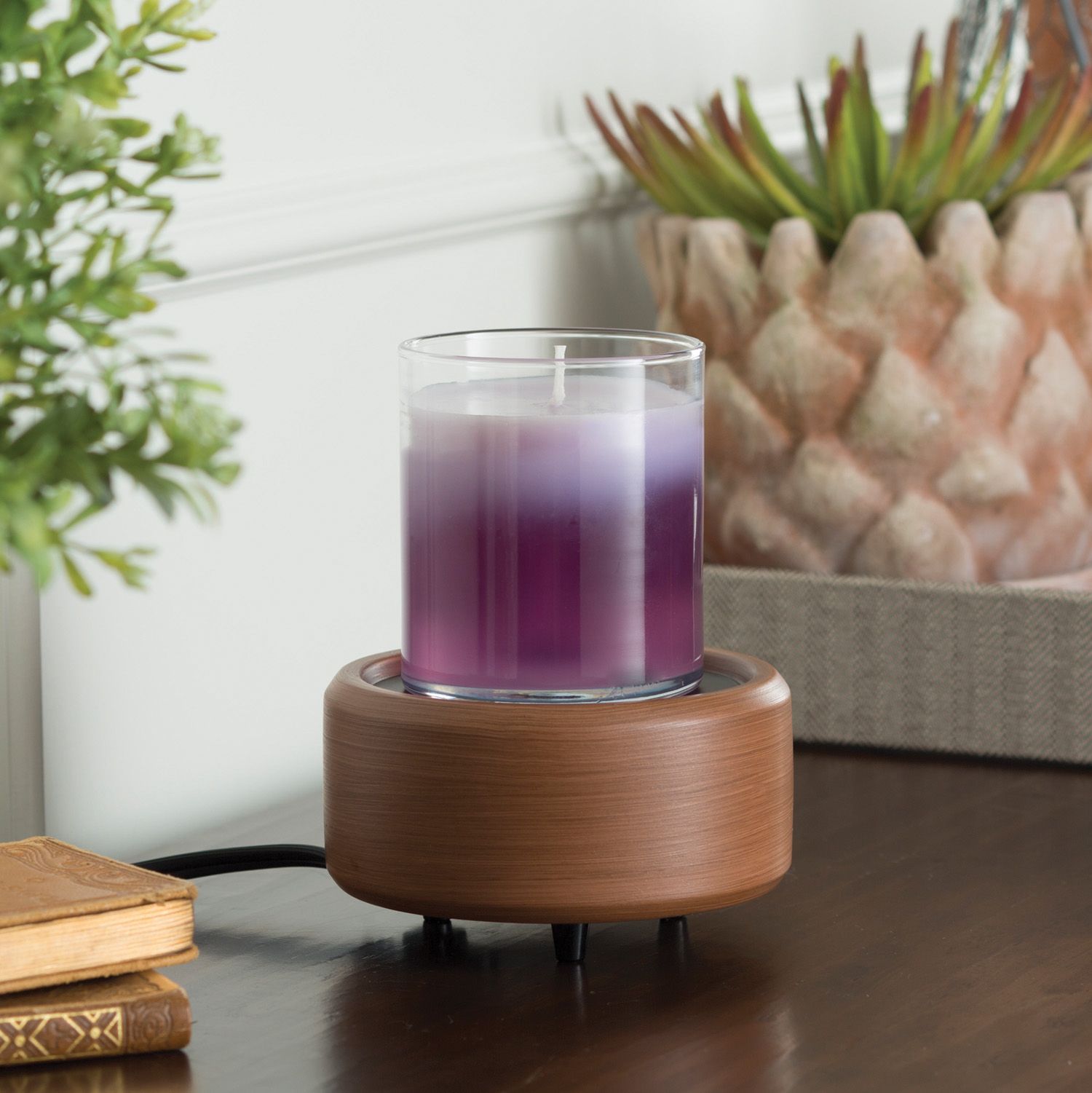 Pewter Walnut 2-In-1 Candle and Fragrance Warmer