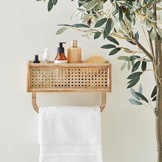 French Cane shelf towel holder