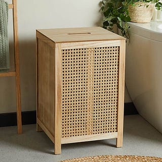 French cane laundry basket