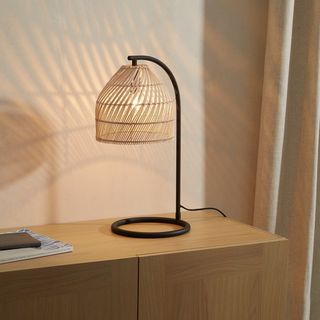 Java Overreach Table Lamp, Natural Rattan