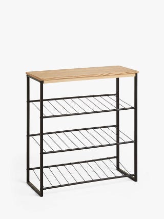 Iron and ash Veneer Shoe Rack, 3 Tier