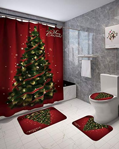 Christmas Shower Curtain Set 