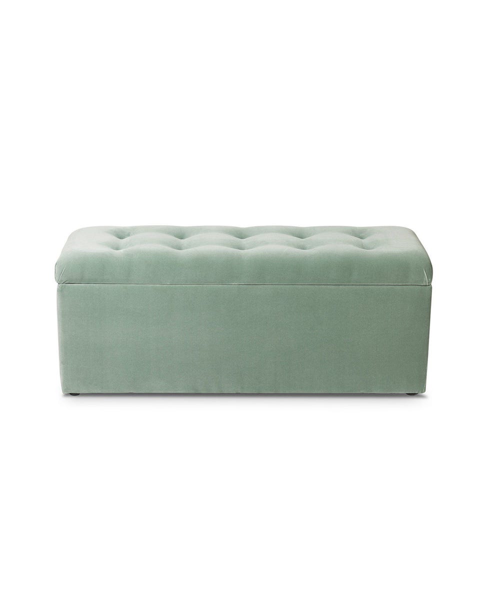 Velvet Duck Egg Blue Storage Ottoman