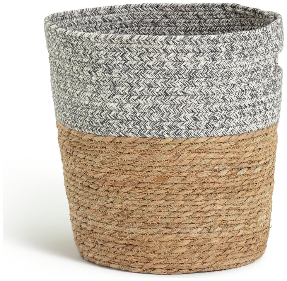 Habitat 2 Tone Woven Rush Storage Basket