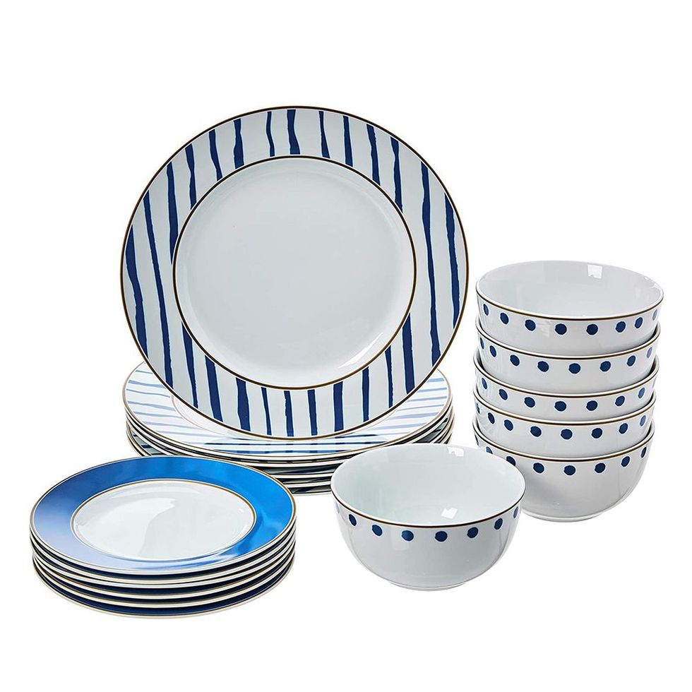 Basics 18-Piece Stoneware Dinnerware Set - Deep Teal,  Service for 6: Dinnerware Sets