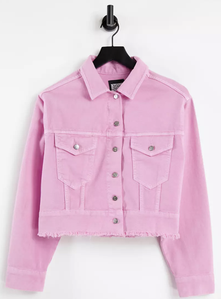 Cropped Denim Jacket In Pink