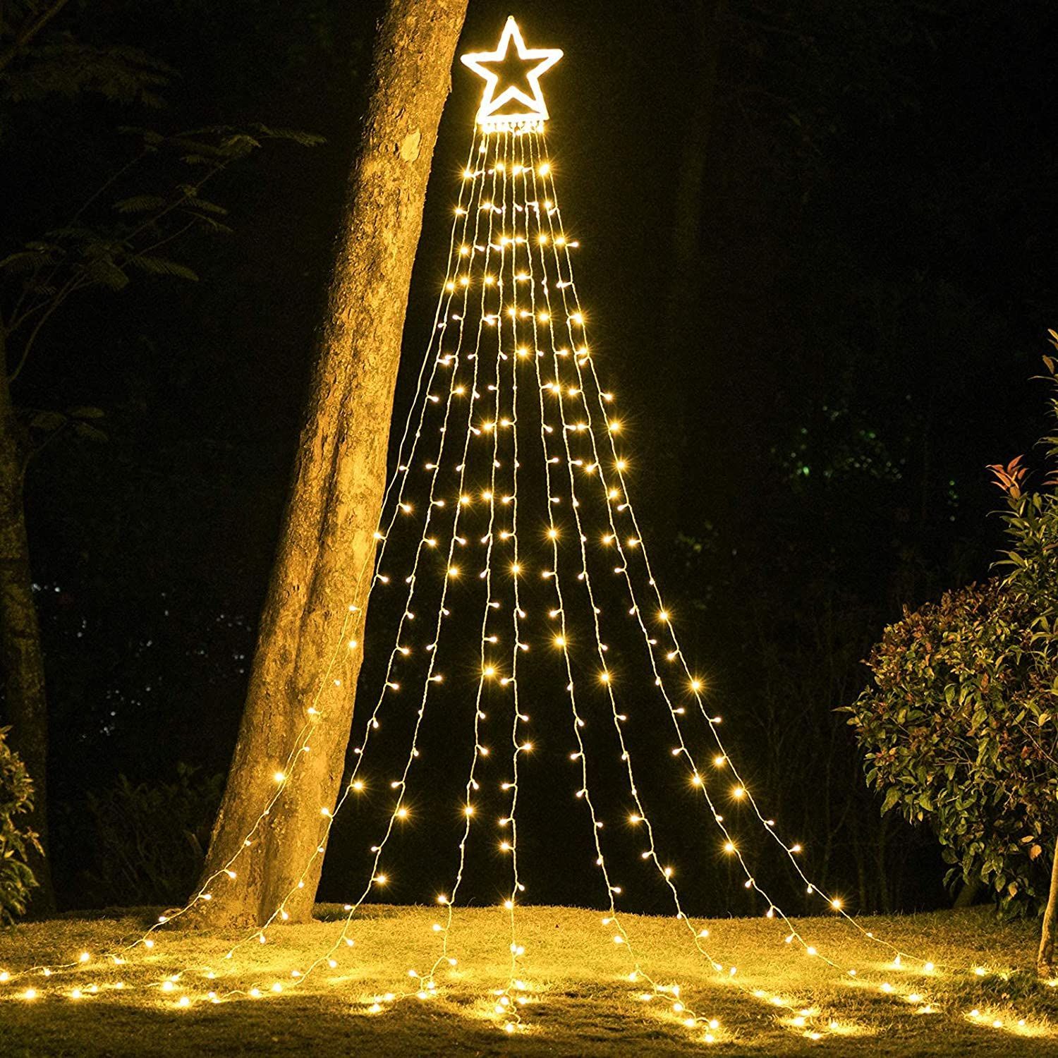 stringing christmas lights outside