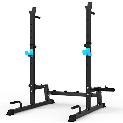 EEUK Adjustable Height Squat Rack Stands Squat Rack Bench Press Bar and Weights Support for Curl Barbell Olympic Barbell,Weight Lifting Bench Strength Training Home Gym,Max Load 250 KG