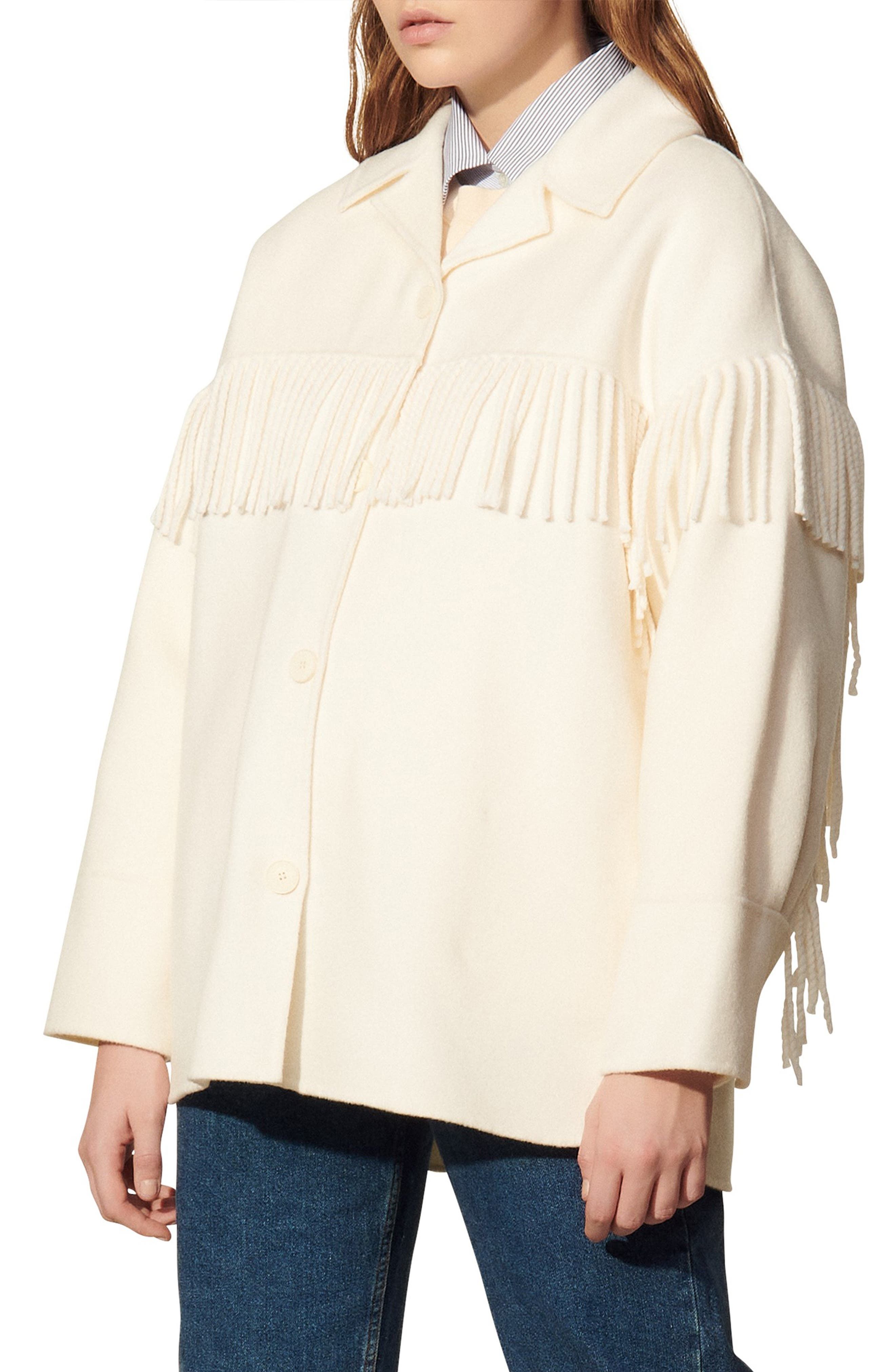 fringe wool coat