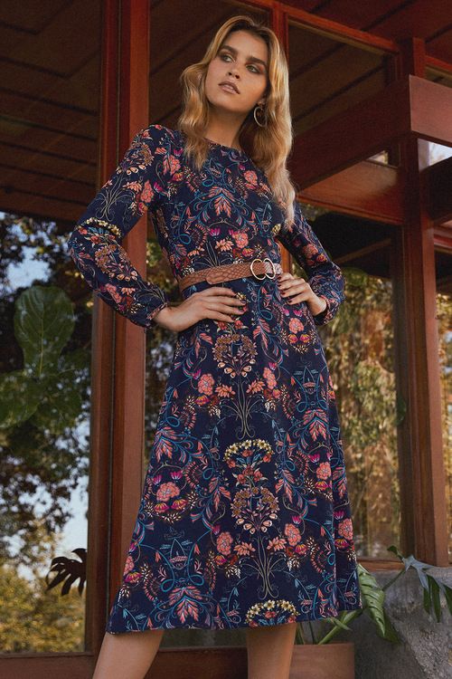 Lulus Garden Splendor Navy Blue Floral Print Dress
