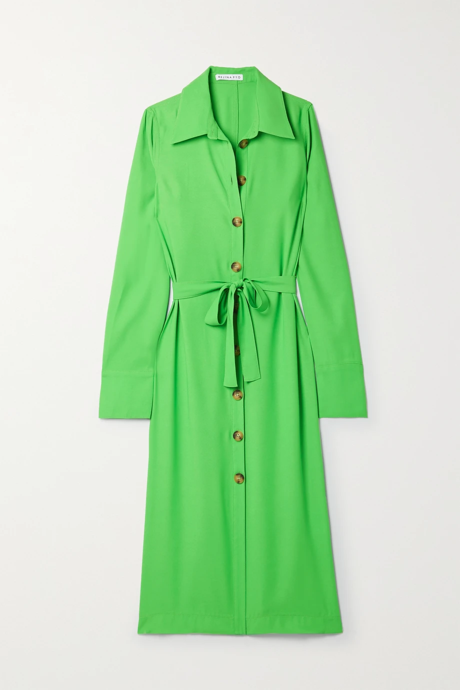 + NET SUSTAIN Estelle belted recycled crepe midi shirt dress