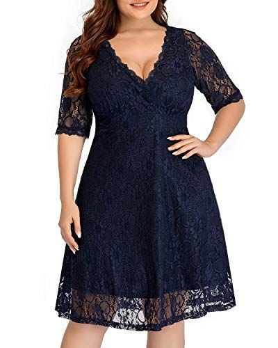 Womens Plus Size Half Sleeves V Neck Evening Cocktail Party Wedding Formal Dress 