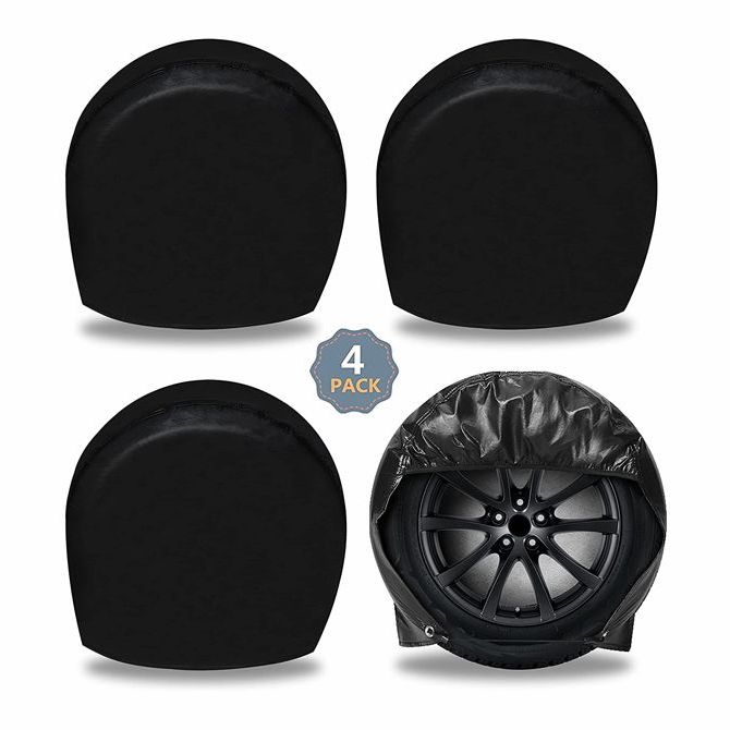 16inch PVC Thickening Leather Spare Tire Wheel Cover with Non-scratch  Backing