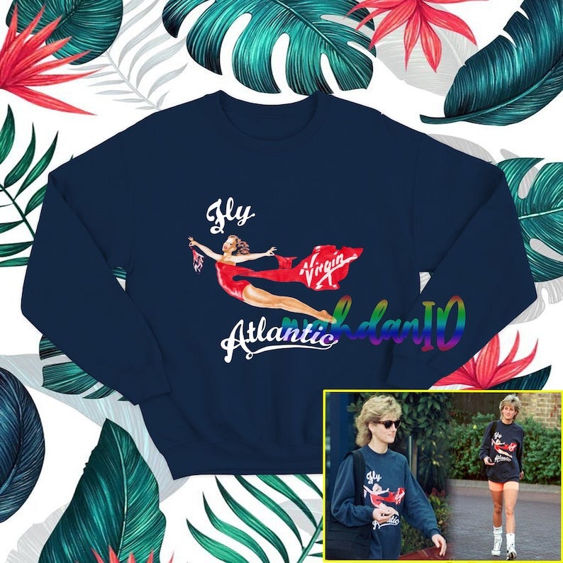 Princess Diana Fly Sweatshirt Vintage 
