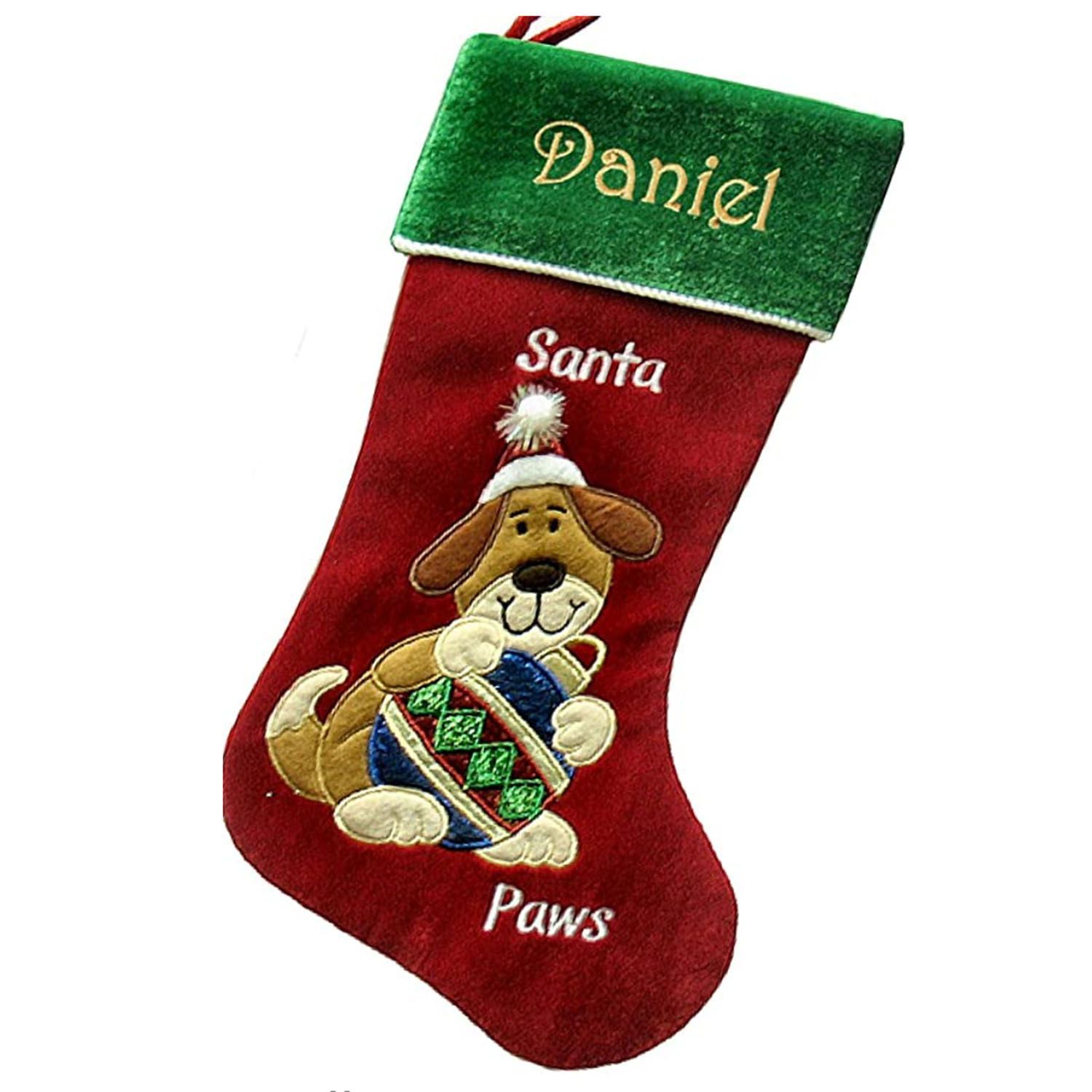 Personalised Name Deluxe Dog Pet Christmas Stocking Sock 40X25cm 015 