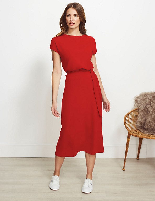 Jersey Midi Relaxed Waisted Dress