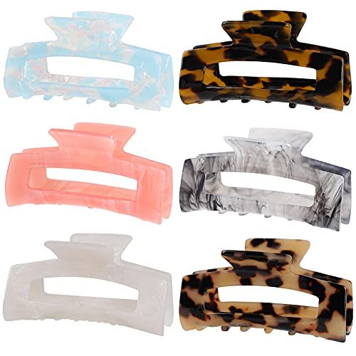 6 Pack Multi-Color Large Hair Claw Clips