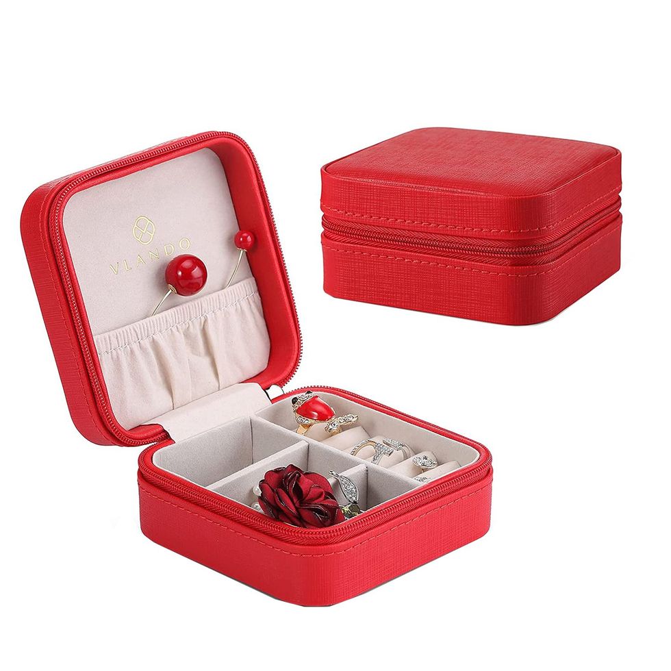 Small Faux-Leather Travel Jewelry Box