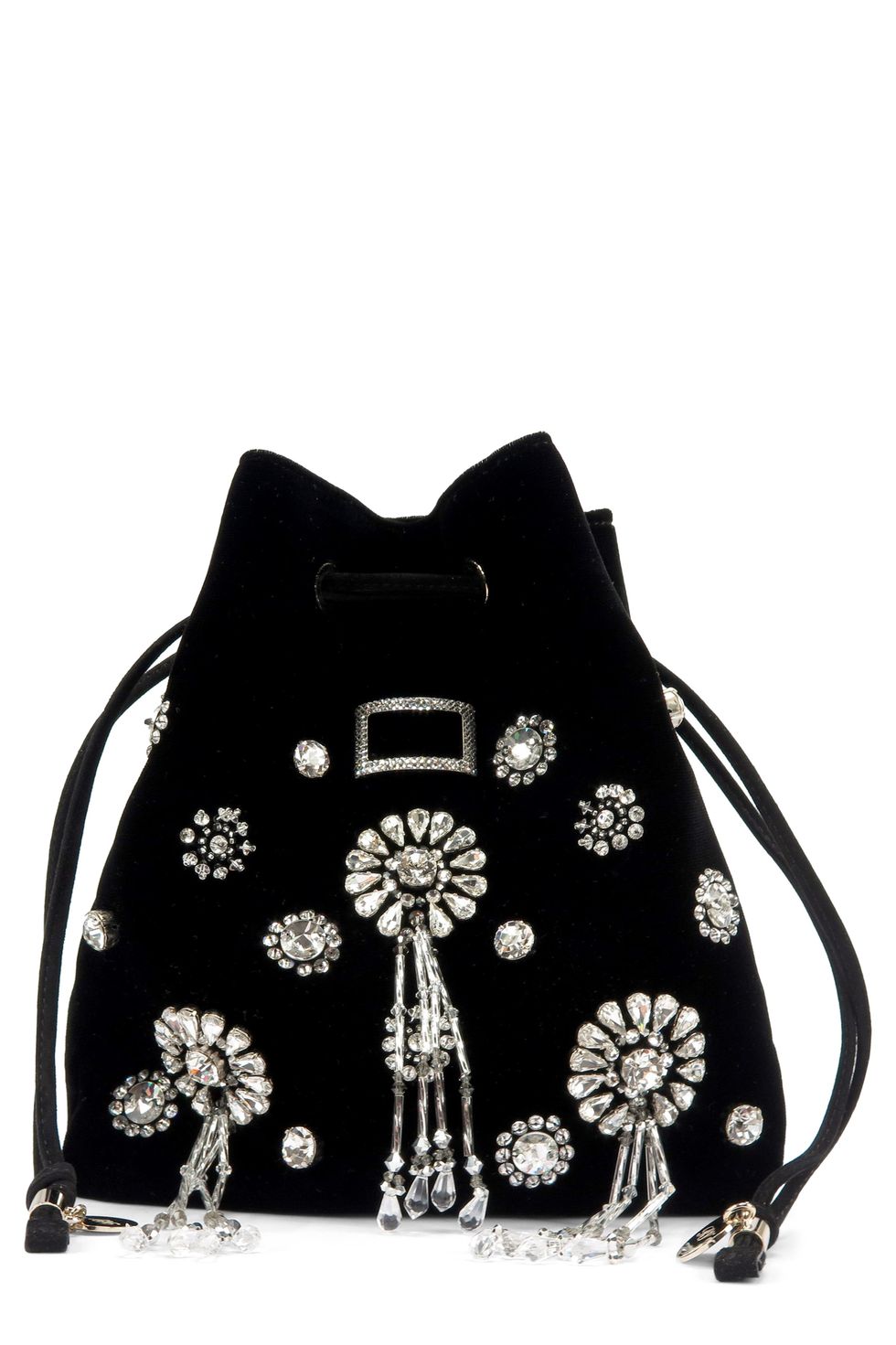 Embellished Velvet Bucket Bag 