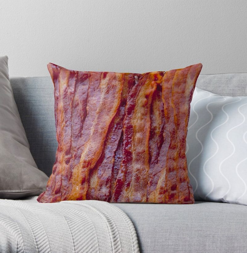 Fried Bacon Throw Pillow