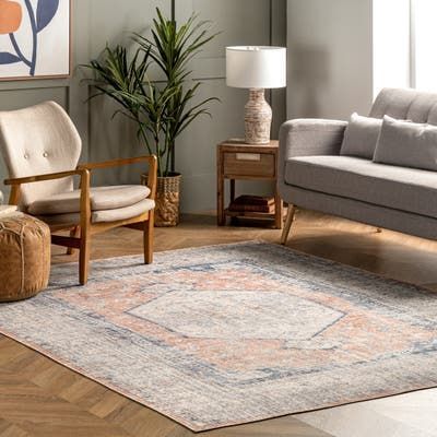 Grey Designer Rug Traditional Vintage Floral Soft Carpet S-XXL Size Living Room 