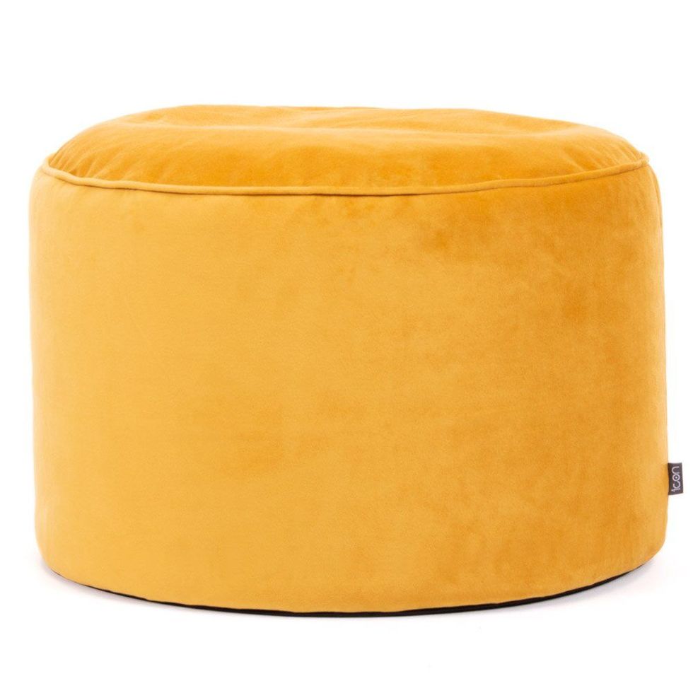 Glenys Round Solid Colour Pouffe, Ochre Yellow
