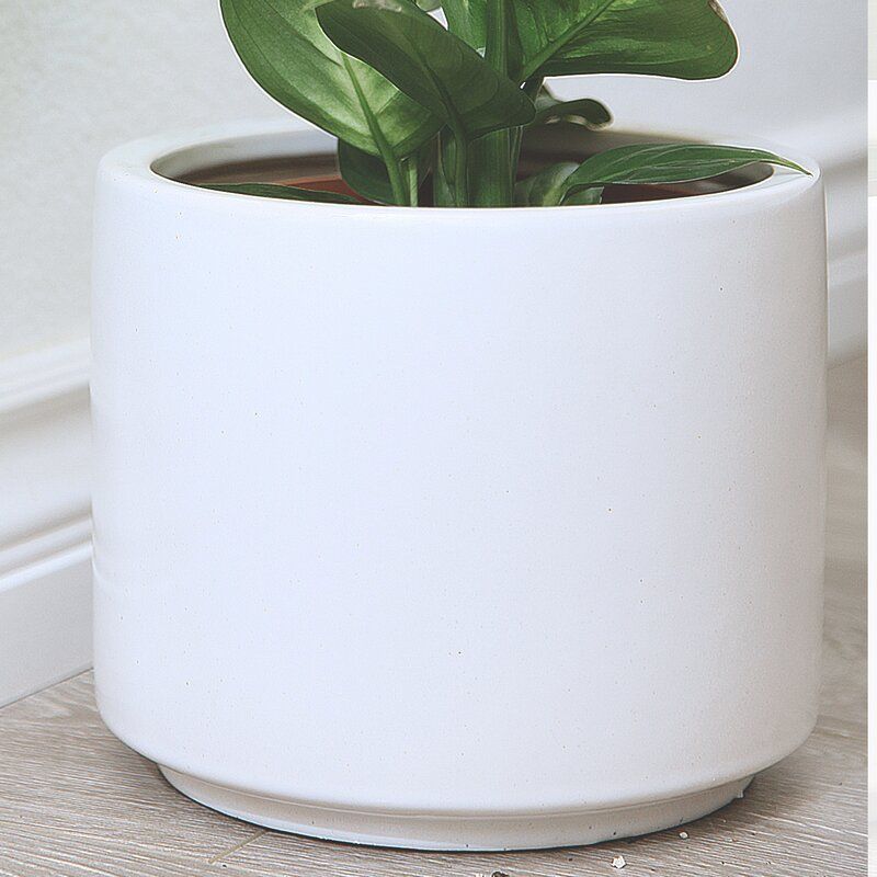 White Ceramic Pot, 9-inch