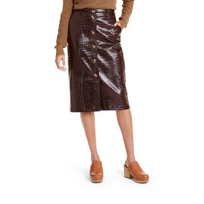 Faux Leather Textured Pencil Skirt