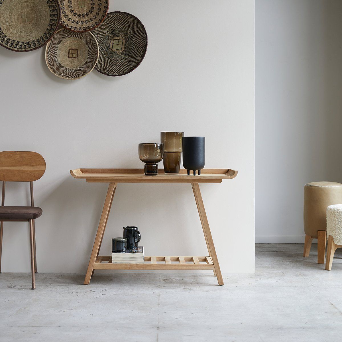 narrow scandi console table