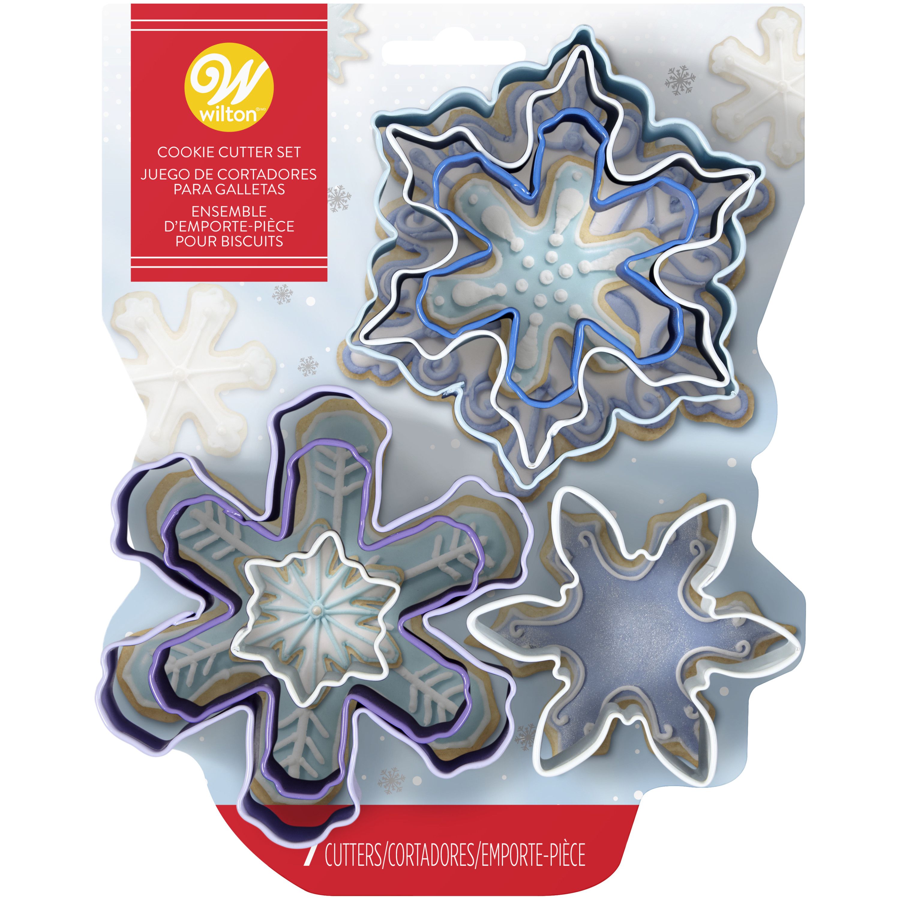 Biscuit Holiday Metal Cookie Cutter,4 Inches,White Coated Metal Snowflake, 