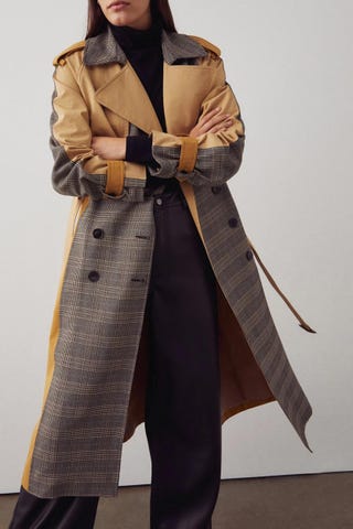 Check Colour Block Trench, Warehouse, £95.20