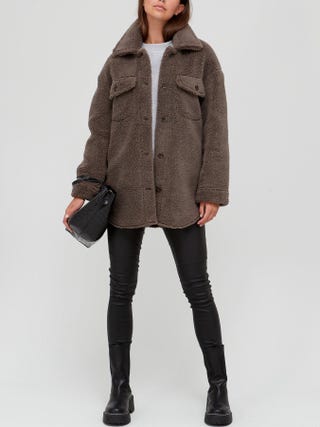 Teddy Faux Fur Shacket, Very, £55