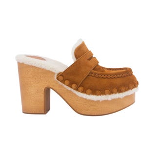 Suede Block-Heeled Clog